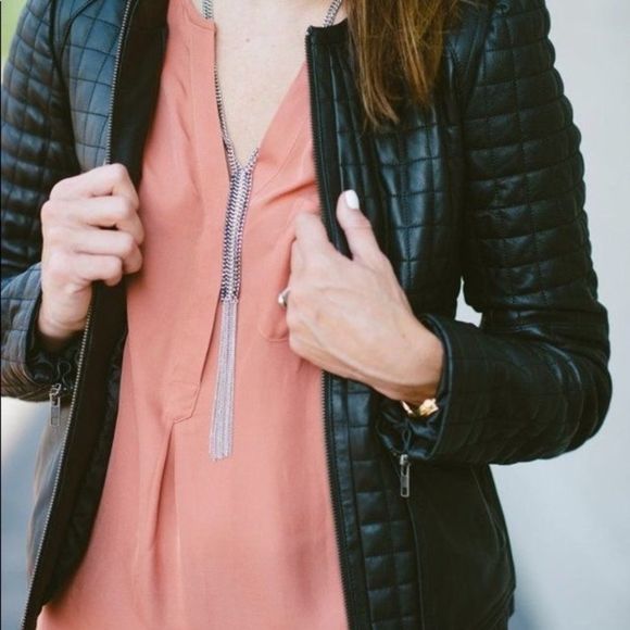 Stella & Dot Tessa Fringe Necklace – Mixed Metal Tassel Pendant - Picture 2 of 11